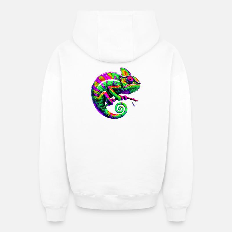 Caméléon - Sweat à capuche unisexe zippé oversize épais SPREAD - blanc