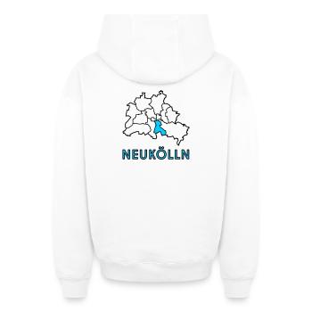 NEUKÖLLN, un quartier de Berlin - Sweat à capuche unisexe zippé oversize épais SPREAD - blanc - Dos - AI Model Male 178 light (178cm)