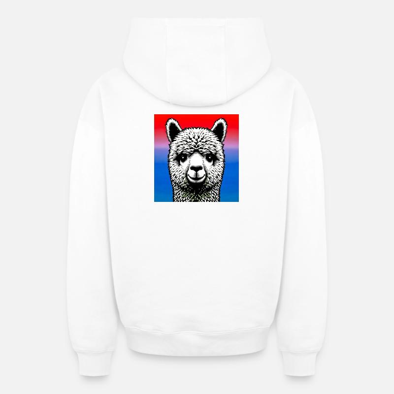 Alpaga - Sweat à capuche unisexe zippé oversize épais SPREAD - blanc