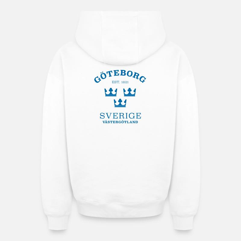 Göteborg, Sverige, Suède - Sweat à capuche unisexe zippé oversize épais SPREAD - blanc