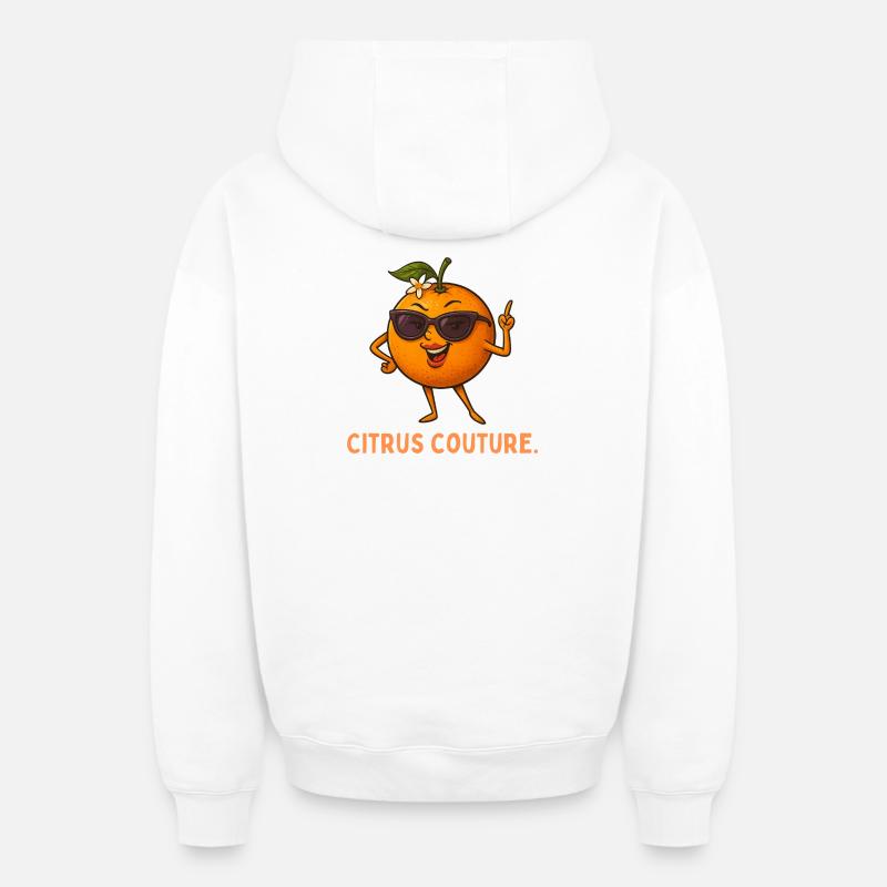 Couture Orange Soleil - Sweat à capuche unisexe zippé oversize épais SPREAD - blanc