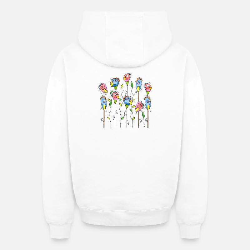 Fleur - Sweat à capuche unisexe zippé oversize épais SPREAD - blanc