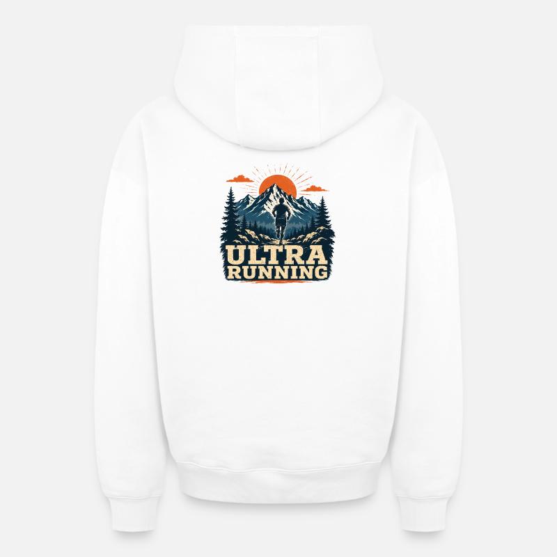 Ultra Running - Sweat à capuche unisexe zippé oversize épais SPREAD - blanc