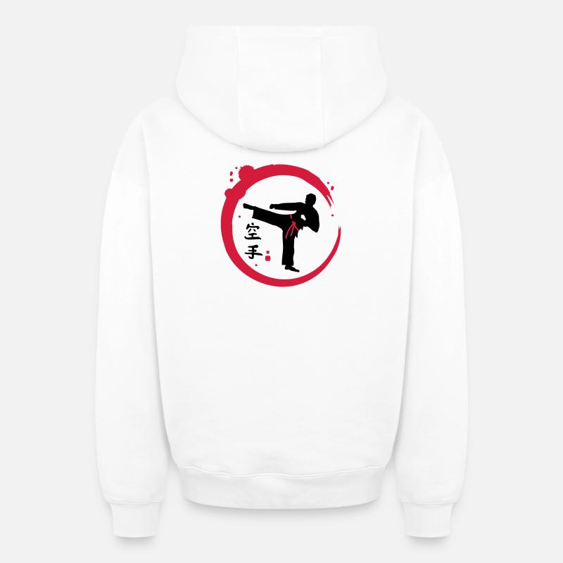 Karaté calligraphie - Sweat à capuche unisexe zippé oversize épais SPREAD - blanc