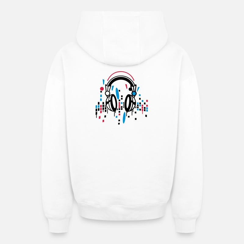 Kopfhörer Equalizer Zeichnung - Oversized Heavyweight Unisex Zip Hoodie - Weiß