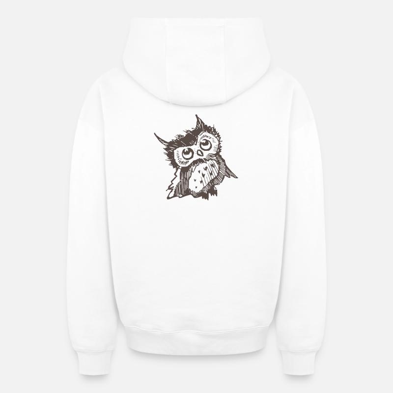 Eule - Oversized Heavyweight Unisex Zip Hoodie - Weiß