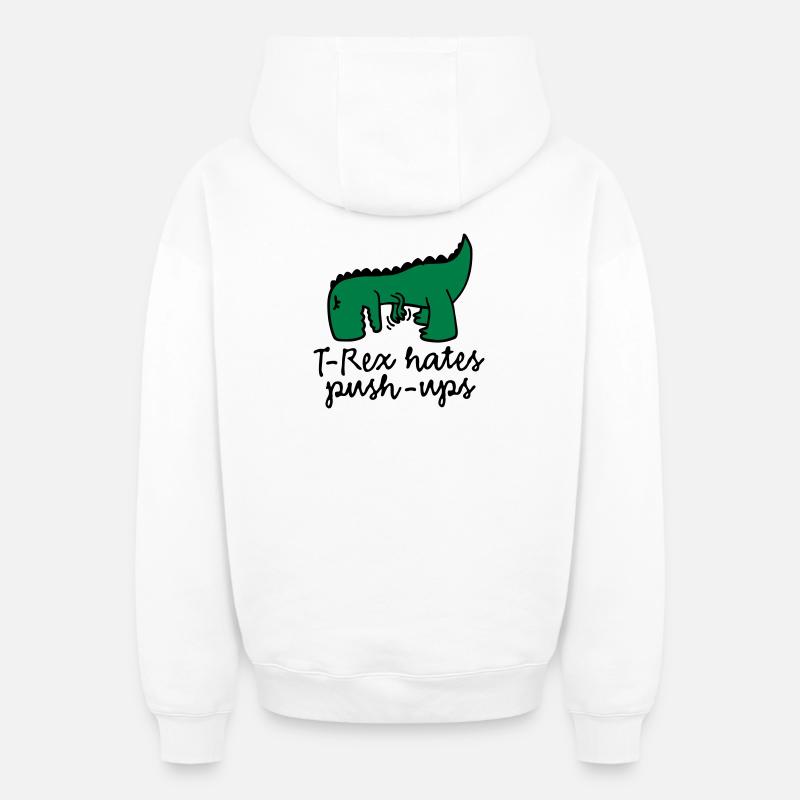 T-Rex déteste push-ups - Sweat à capuche unisexe zippé oversize épais SPREAD - blanc