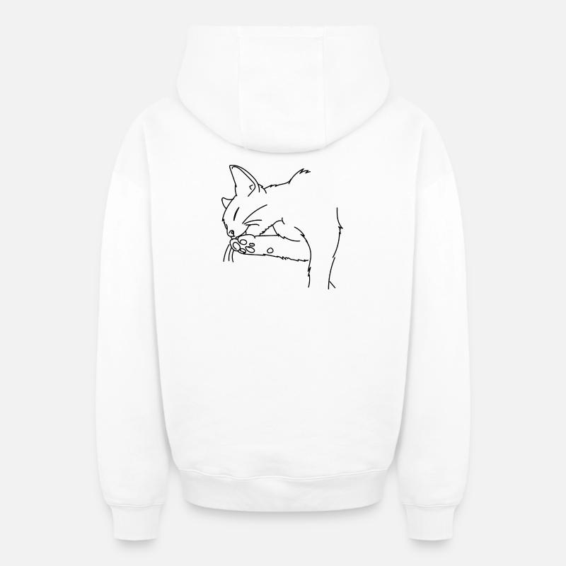 Chat - Sweat à capuche unisexe zippé oversize épais SPREAD - blanc