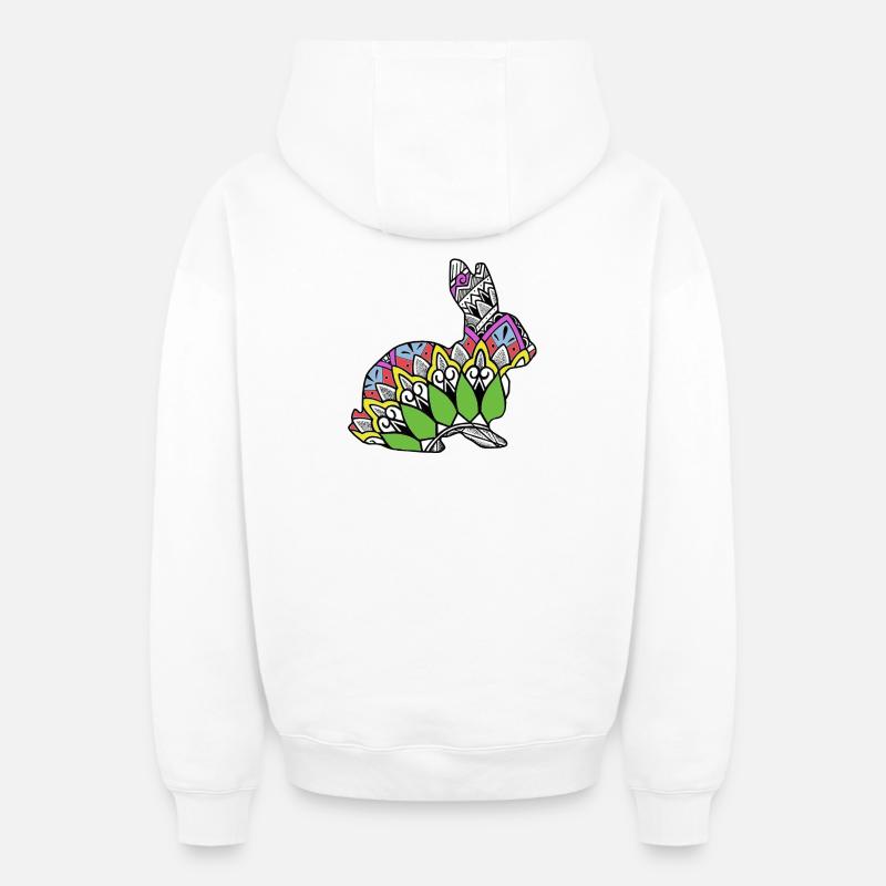 Lapin - Sweat à capuche unisexe zippé oversize épais SPREAD - blanc