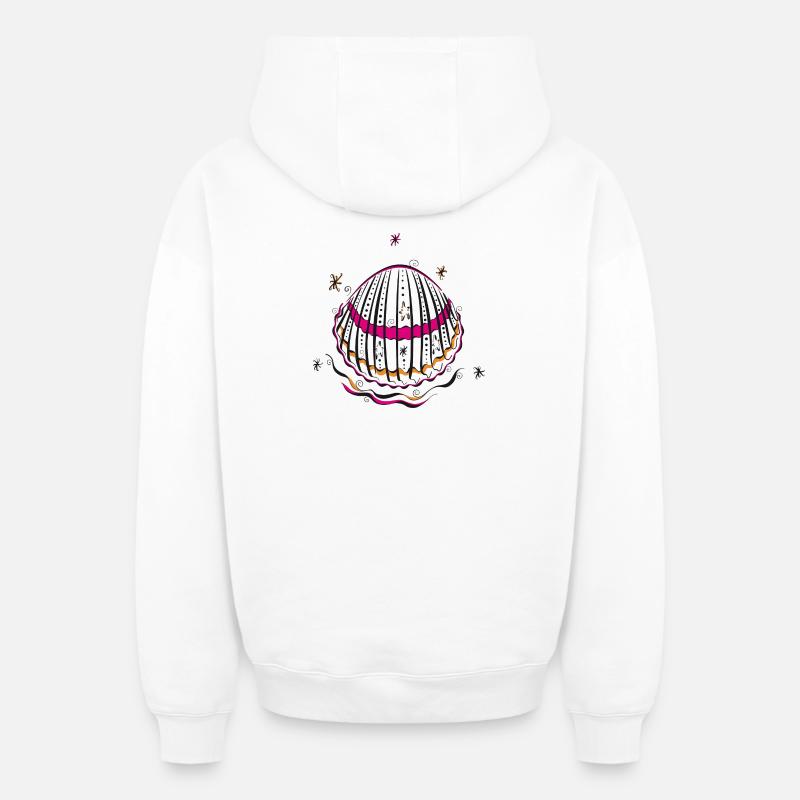 Shell Vacances d’été - Sweat à capuche unisexe zippé oversize épais SPREAD - blanc
