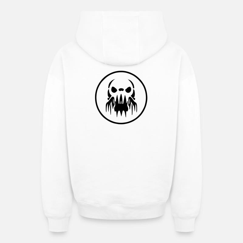 Logo Zombie Alien - Sweat à capuche unisexe zippé oversize épais SPREAD - blanc