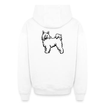 Bouffée de poudre à crête chinoise - Sweat à capuche unisexe zippé oversize épais SPREAD - blanc - Dos - AI Model Male 178 light (178cm)
