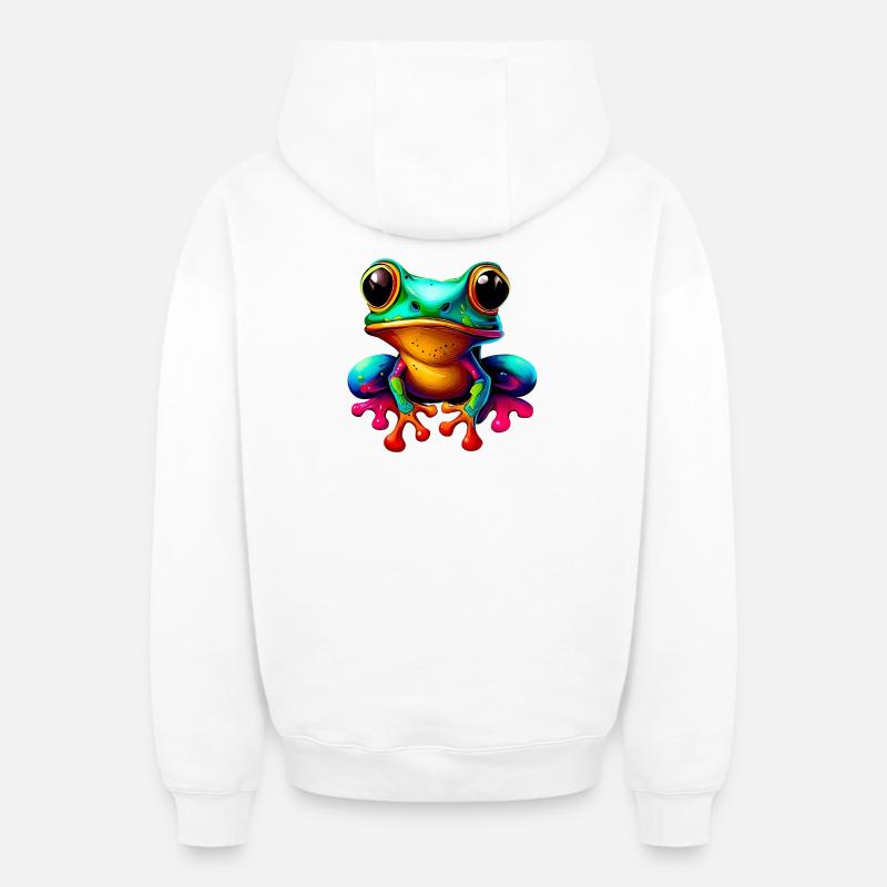 Grenouille - Sweat à capuche unisexe zippé oversize épais SPREAD - blanc