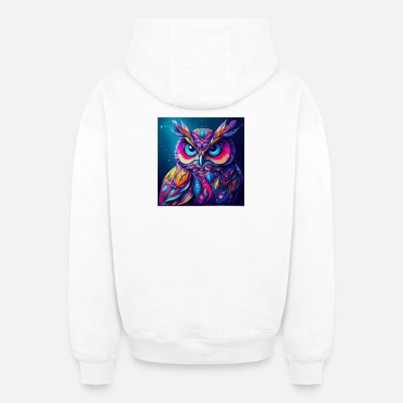 Hibou - Sweat à capuche unisexe zippé oversize épais SPREAD - blanc