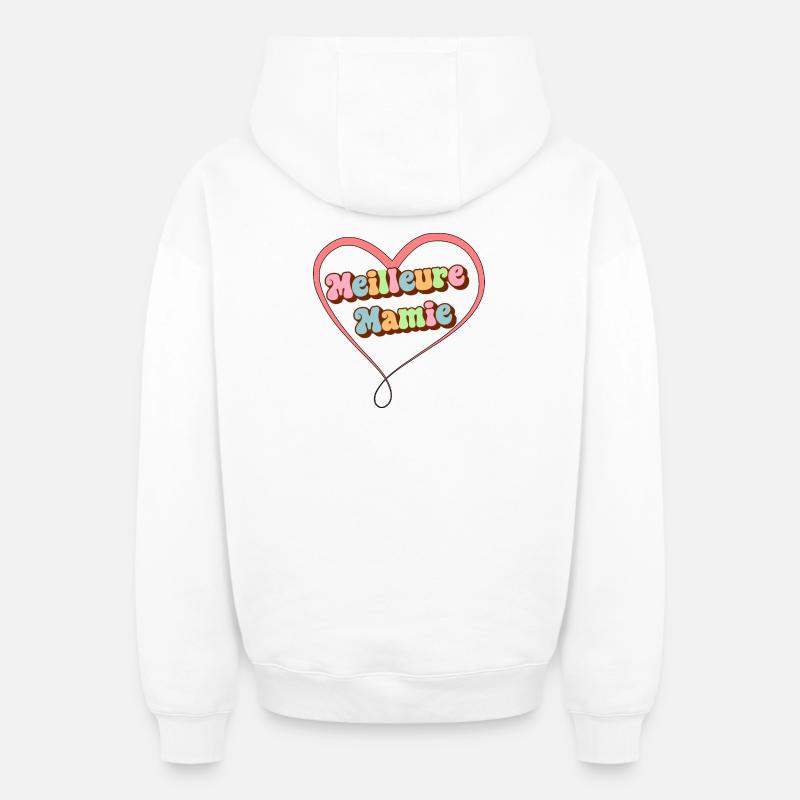 Meilleure Mamie - Sweat à capuche unisexe zippé oversize épais SPREAD - blanc