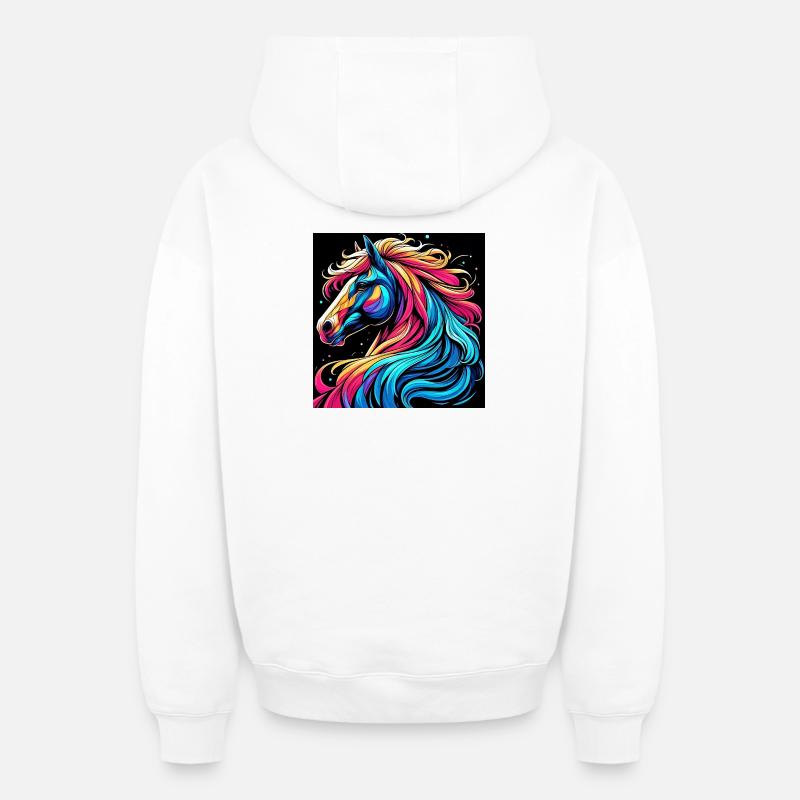 Cheval - Sweat à capuche unisexe zippé oversize épais SPREAD - blanc