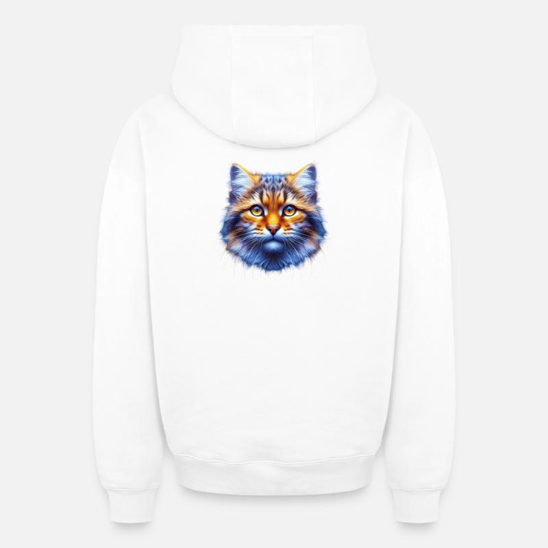 Chat - Sweat à capuche unisexe zippé oversize épais SPREAD - blanc