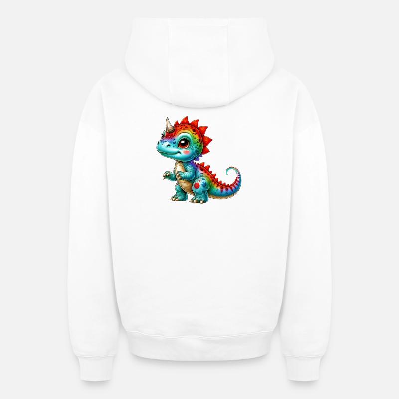 Dinosaure - Sweat à capuche unisexe zippé oversize épais SPREAD - blanc