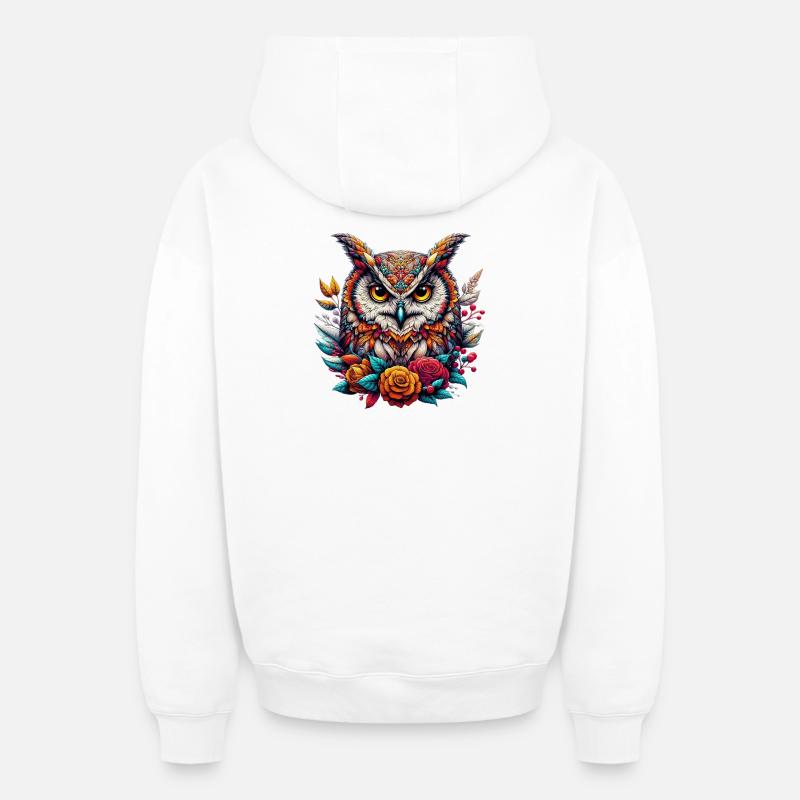Hibou - Sweat à capuche unisexe zippé oversize épais SPREAD - blanc