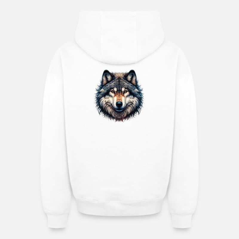 Wolf - Oversized Heavyweight Unisex Zip Hoodie - Weiß