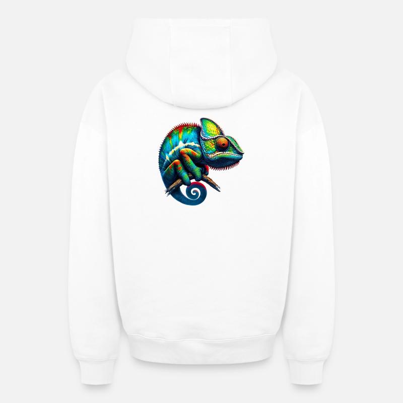 Caméléon - Sweat à capuche unisexe zippé oversize épais SPREAD - blanc