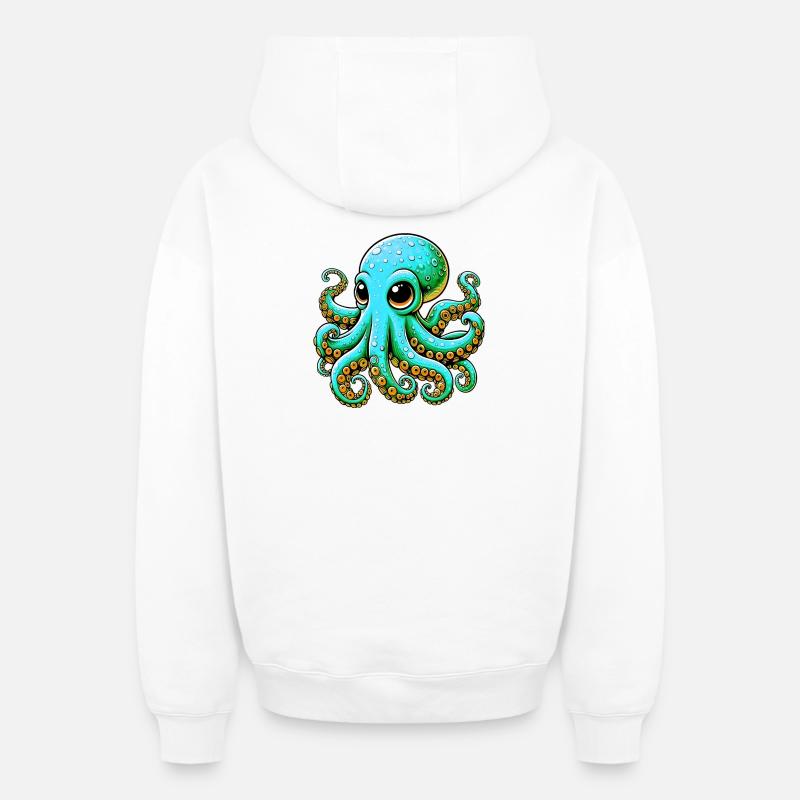 Pieuvre - Sweat à capuche unisexe zippé oversize épais SPREAD - blanc