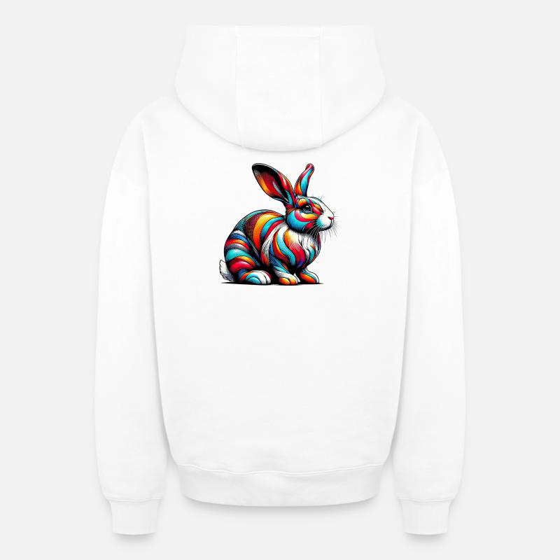 Lapin - Sweat à capuche unisexe zippé oversize épais SPREAD - blanc