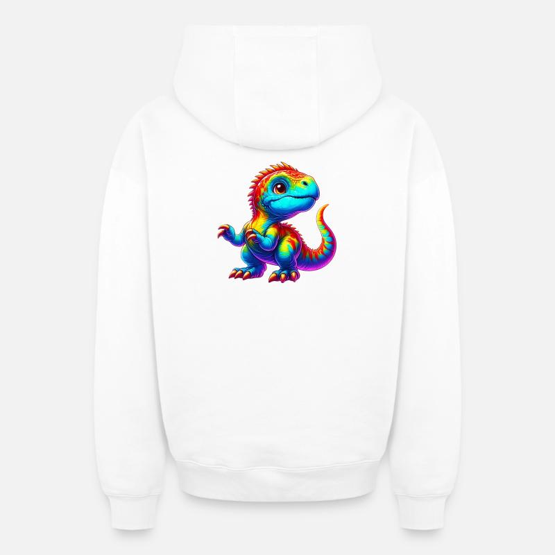 Dinosaure - Sweat à capuche unisexe zippé oversize épais SPREAD - blanc