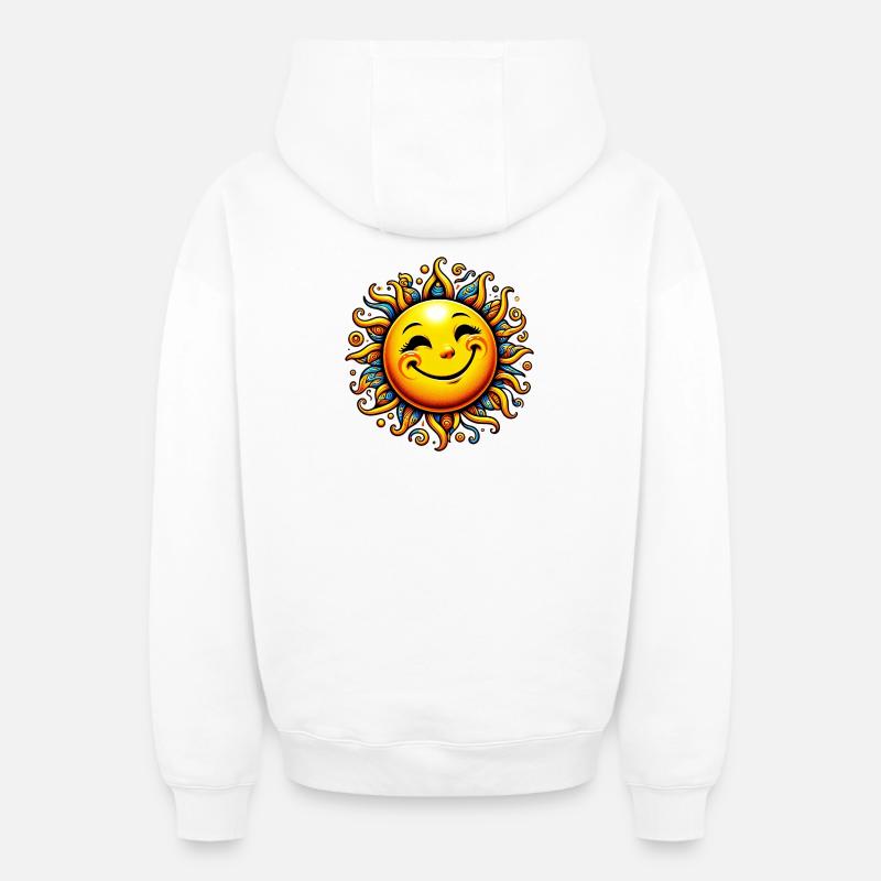 Soleil - Sweat à capuche unisexe zippé oversize épais SPREAD - blanc