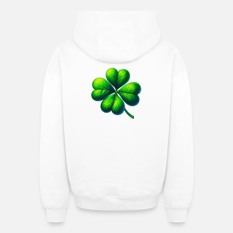 Trèfle à quatre feuilles - Sweat à capuche unisexe zippé oversize épais SPREAD - blanc