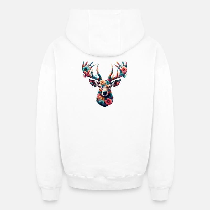 Cerf - Sweat à capuche unisexe zippé oversize épais SPREAD - blanc