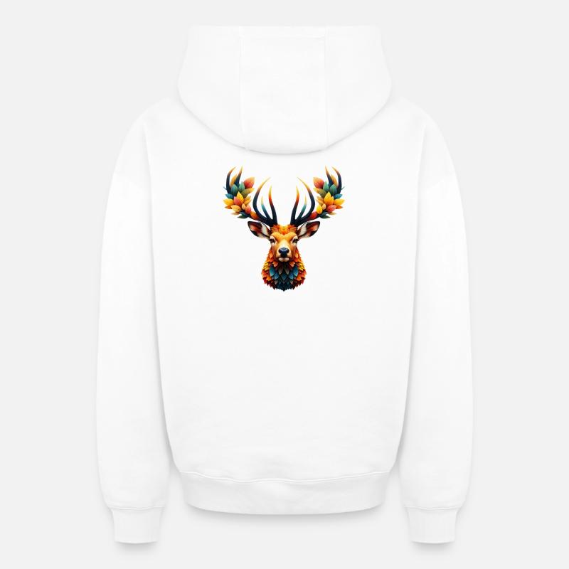Cerf - Sweat à capuche unisexe zippé oversize épais SPREAD - blanc
