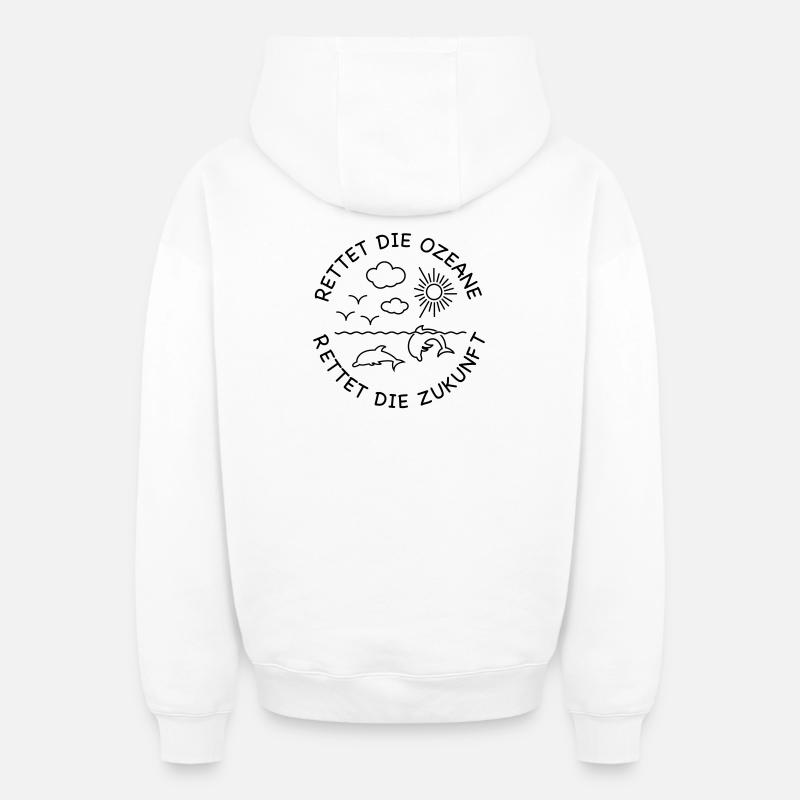 Dauphin - Sweat à capuche unisexe zippé oversize épais SPREAD - blanc