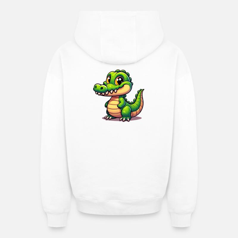 Alligator Crocodile - Sweat à capuche unisexe zippé oversize épais SPREAD - blanc