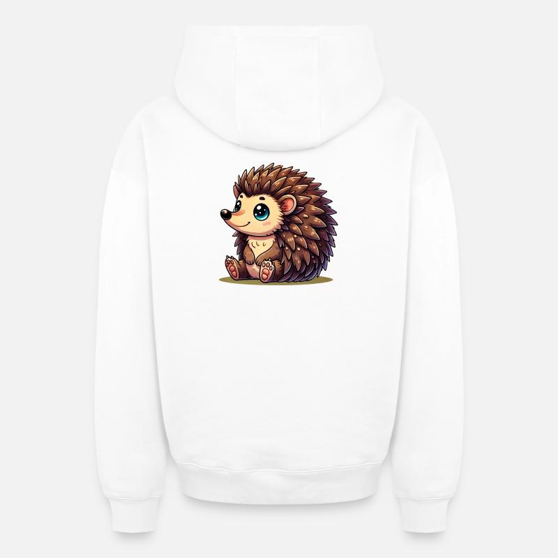 Hérisson - Sweat à capuche unisexe zippé oversize épais SPREAD - blanc