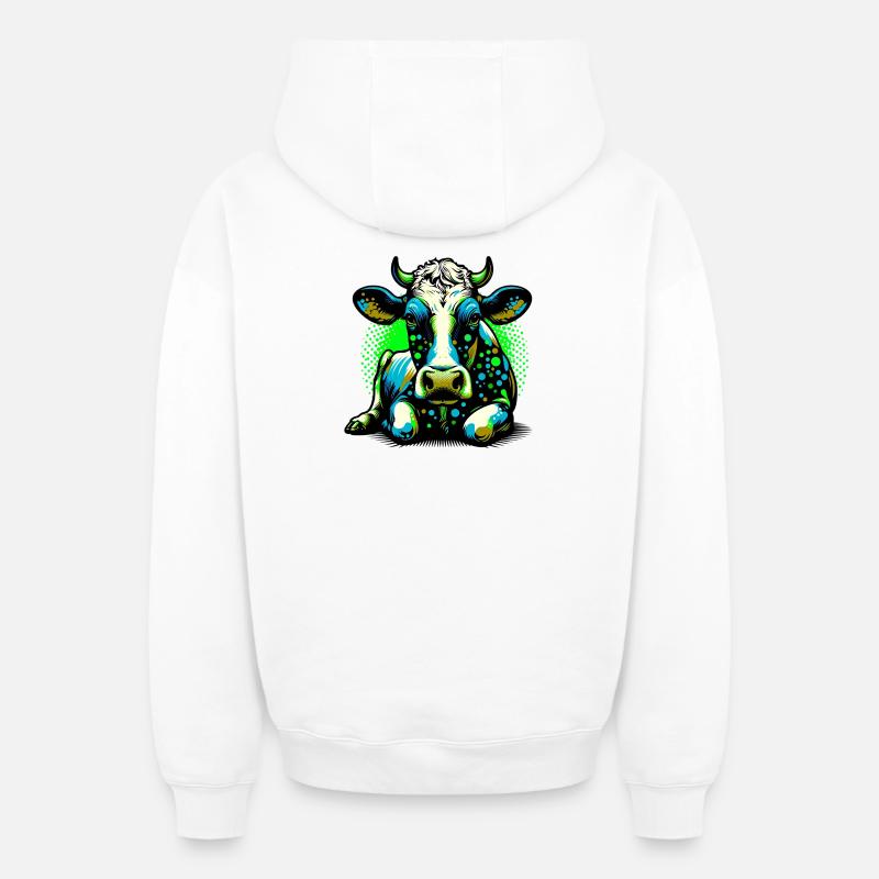 Vache - Sweat à capuche unisexe zippé oversize épais SPREAD - blanc