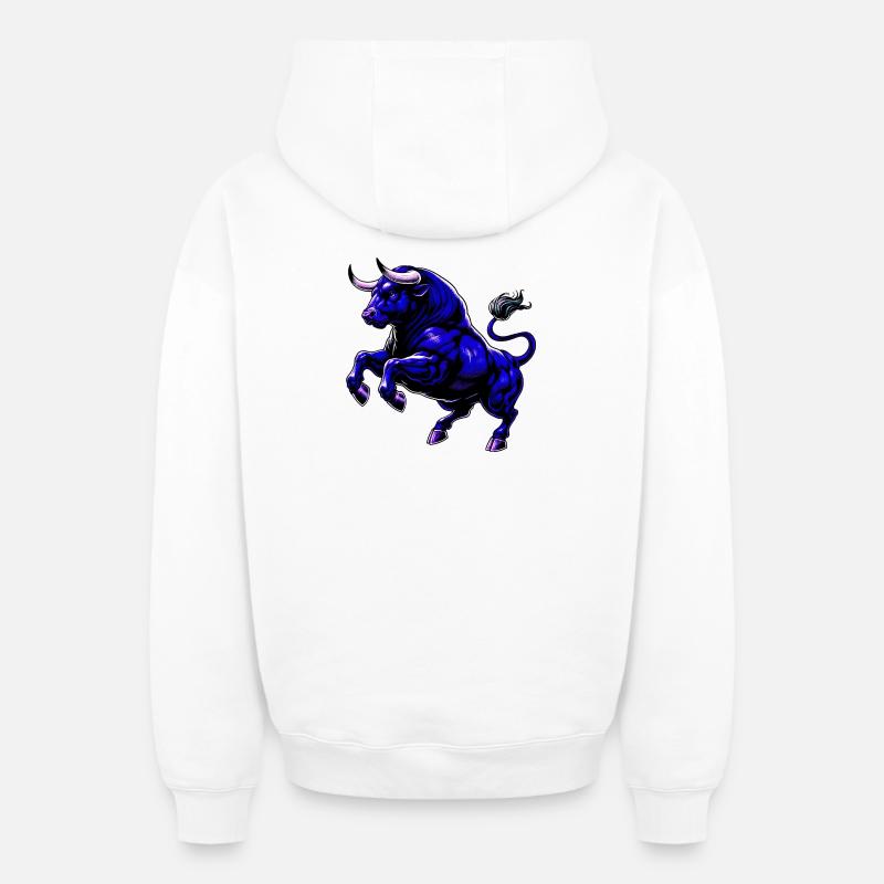 Taureau - Sweat à capuche unisexe zippé oversize épais SPREAD - blanc