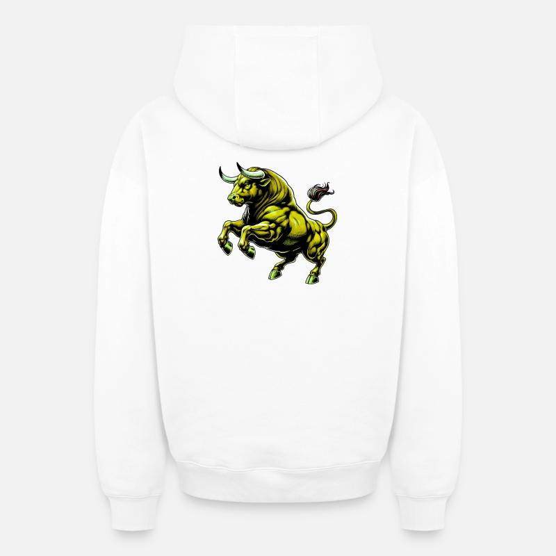 Taureau - Sweat à capuche unisexe zippé oversize épais SPREAD - blanc