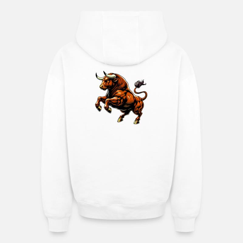Taureau - Sweat à capuche unisexe zippé oversize épais SPREAD - blanc