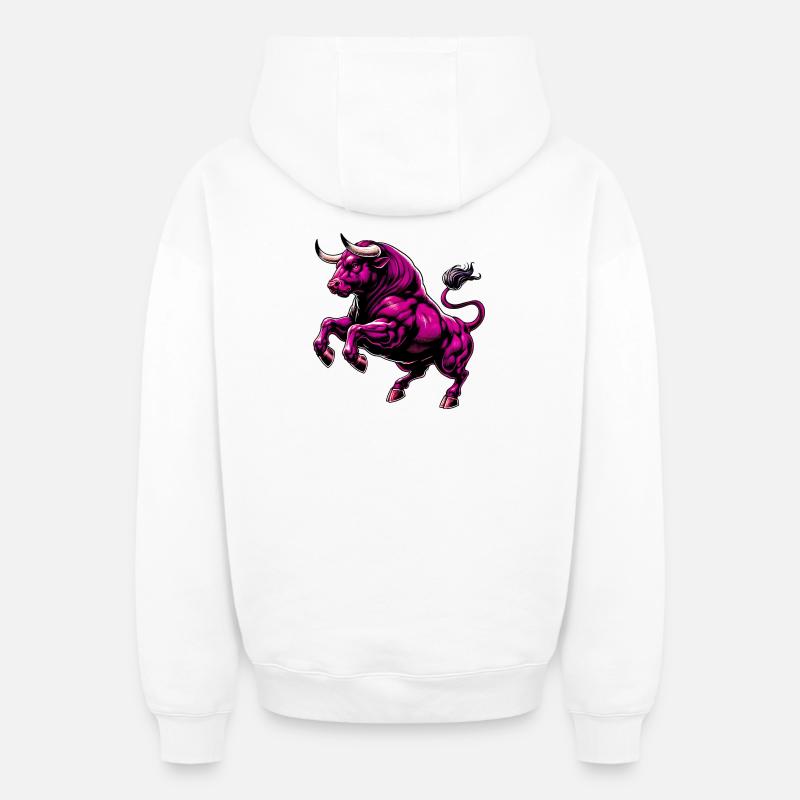 Taureau - Sweat à capuche unisexe zippé oversize épais SPREAD - blanc