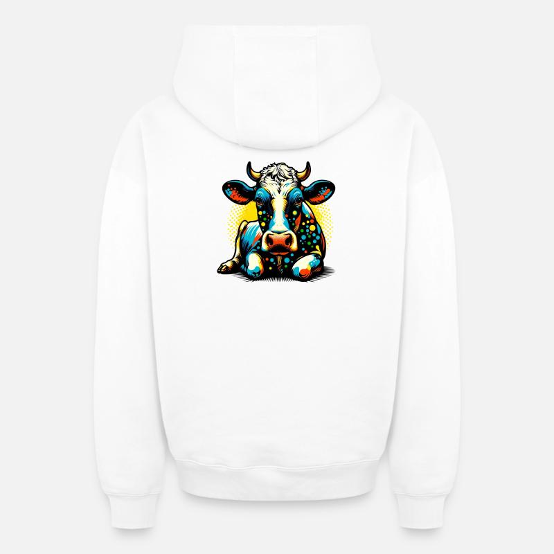 Vache - Sweat à capuche unisexe zippé oversize épais SPREAD - blanc