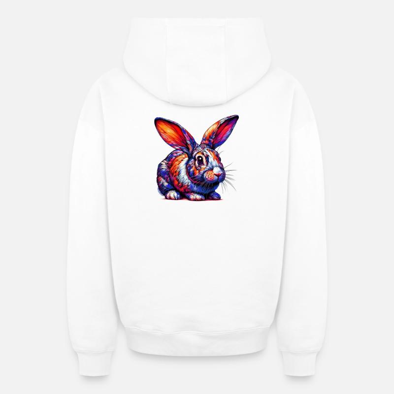 Lapin - Sweat à capuche unisexe zippé oversize épais SPREAD - blanc