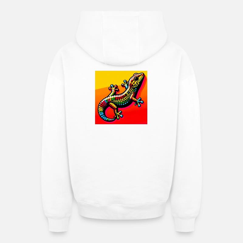 Gecko - Sweat à capuche unisexe zippé oversize épais SPREAD - blanc