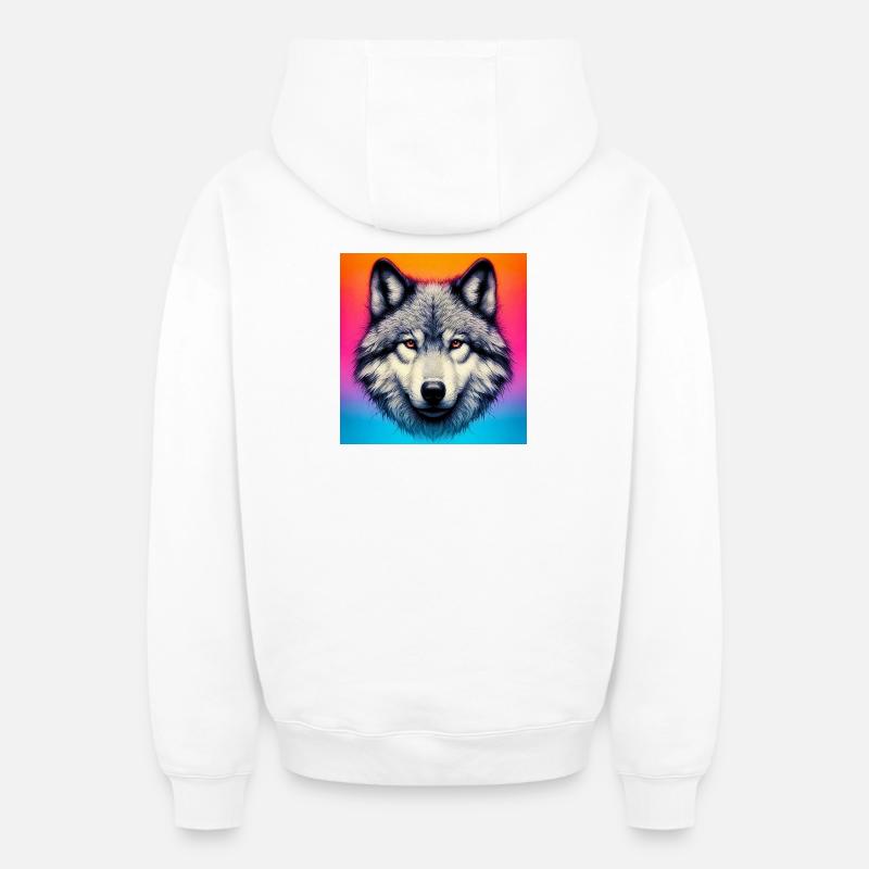 Loup - Sweat à capuche unisexe zippé oversize épais SPREAD - blanc