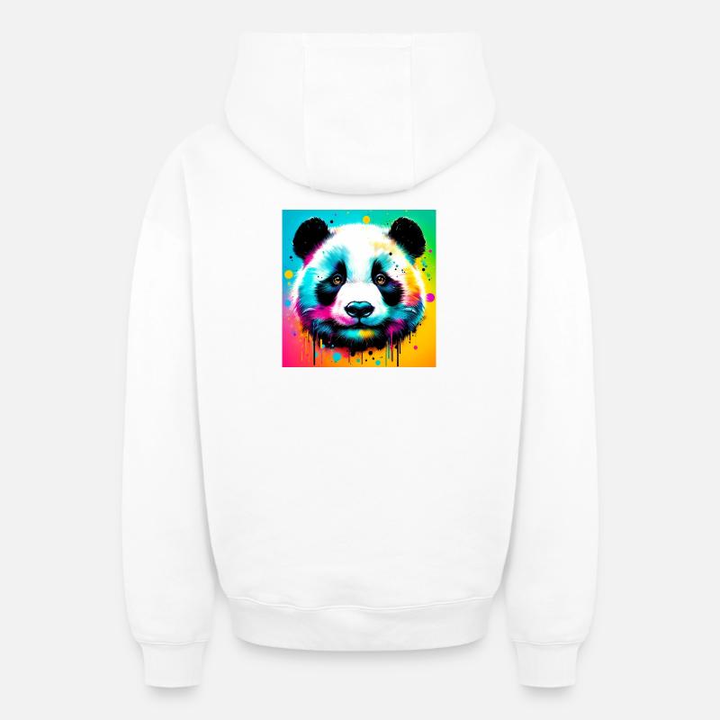 panda - Sweat à capuche unisexe zippé oversize épais SPREAD - blanc