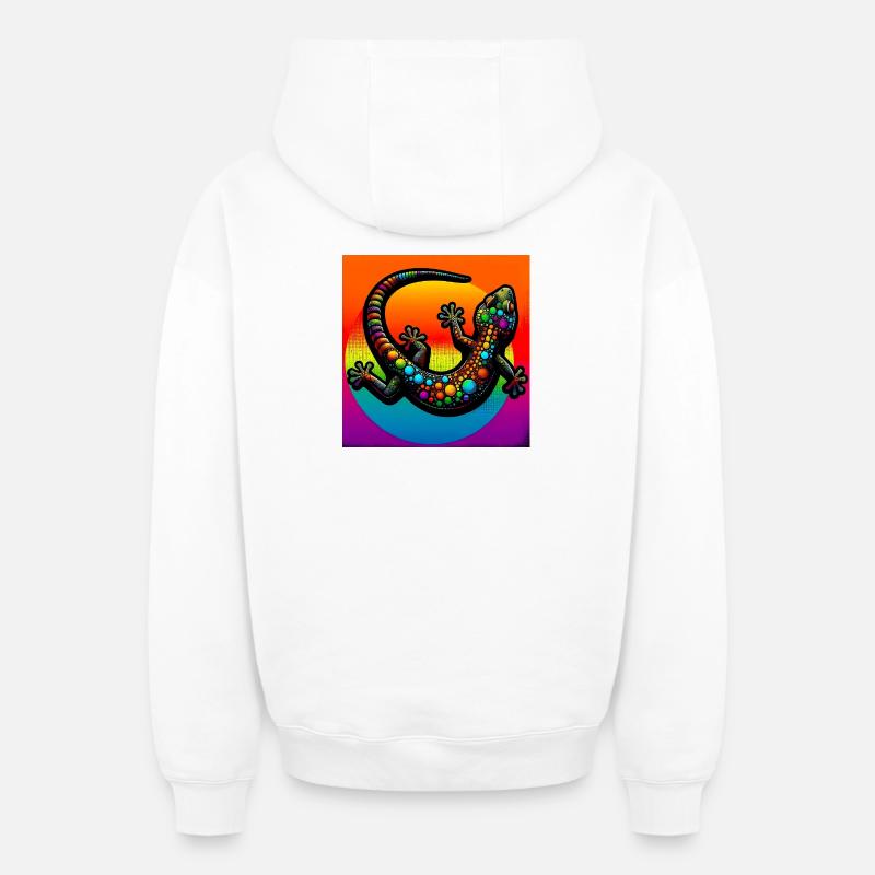 Gecko - Sweat à capuche unisexe zippé oversize épais SPREAD - blanc