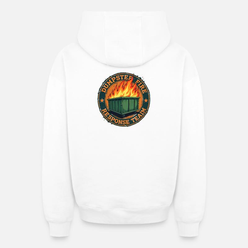 dumpster fire - response team - Sweat à capuche unisexe zippé oversize épais SPREAD - blanc
