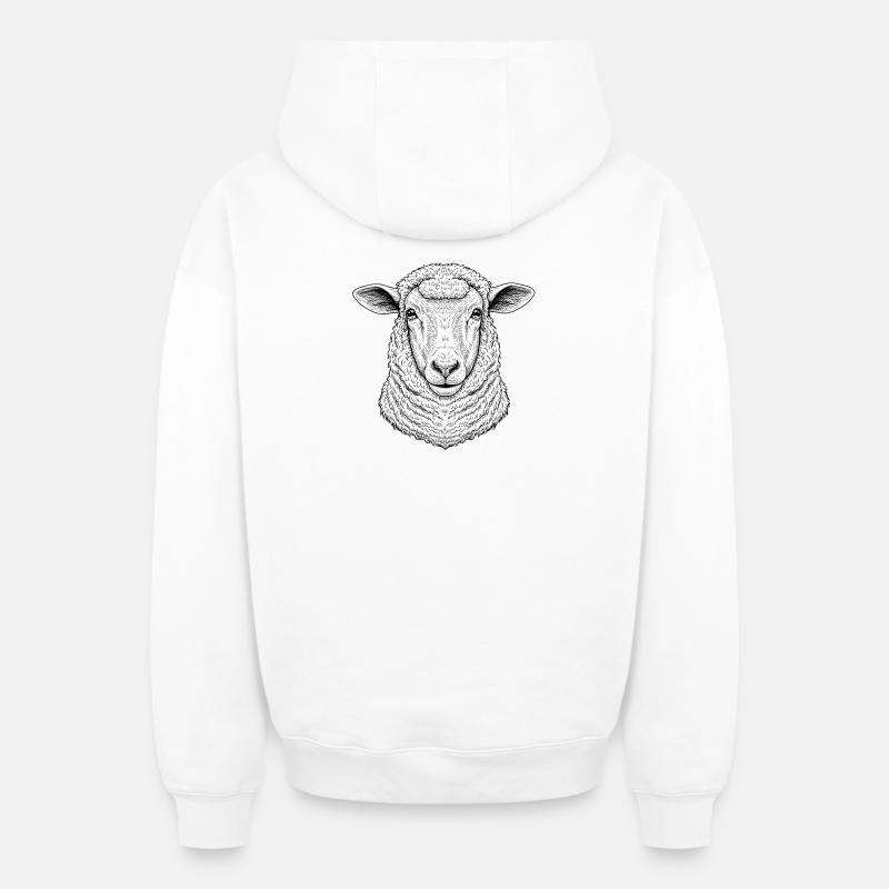 Mouton - Sweat à capuche unisexe zippé oversize épais SPREAD - blanc
