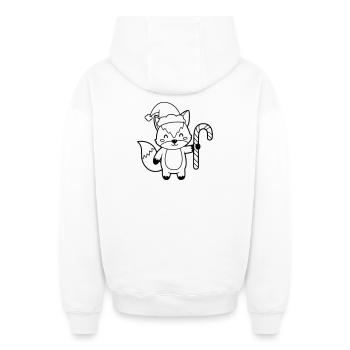 Weihnachtsfuchs mit Candy Cane Illustration - Oversized Heavyweight Unisex Zip Hoodie - Weiß - Hinten - AI Model Male 178 light (178cm)