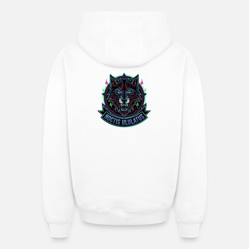 Loup Néon Noctis Ululatus - Sweat à capuche unisexe zippé oversize épais SPREAD - blanc